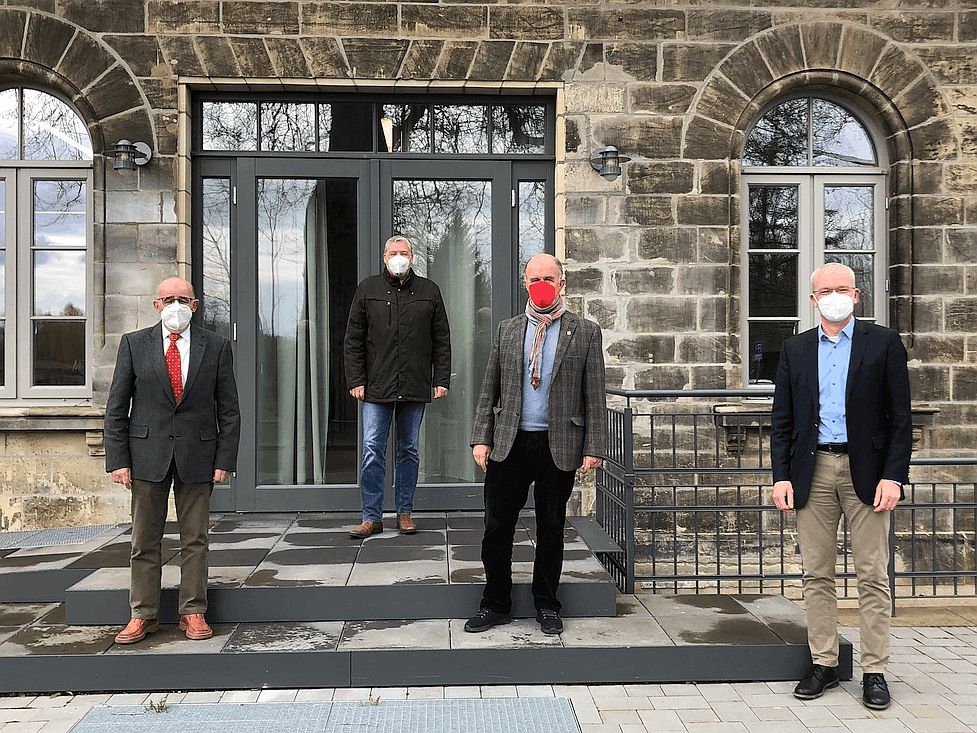 Marc Lohmann, Bürgermeister Samtgemeinde Oderwald, Harald Koch, neuer Vorsitzender der SPD-Kreistagsfraktion Wolfenbüttel sowie die Kreistagsabgeordneten Oliver Ganzauer und Bruno Polzin